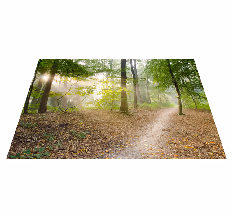 Alfombra vinílica verde sendero de bosque sereno - TenVinilo