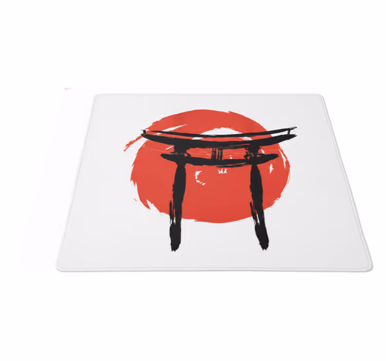 Alfombra vinílica roja puerta pintada japonesa - TenVinilo