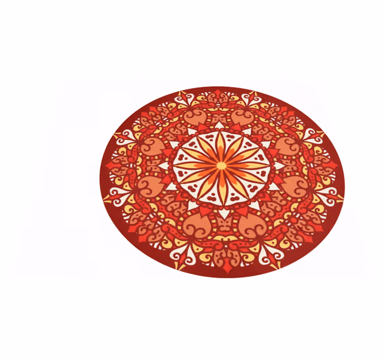Alfombra vinílica roja mandala ornamental colorido - TenVinilo