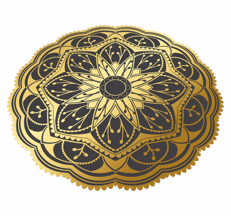 Alfombra vinílica mandala floral efecto dorado - TenVinilo