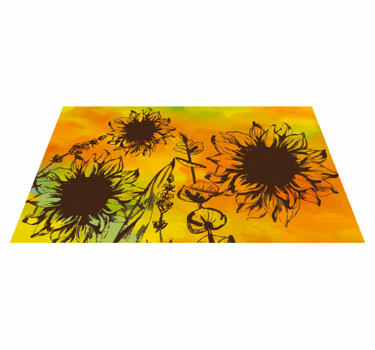 Alfombra de vinilo para salón de flores colorida - TenVinilo