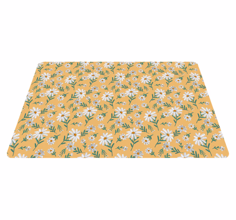 Alfombra vinílica vintage flores amarillas y flores - TenVinilo