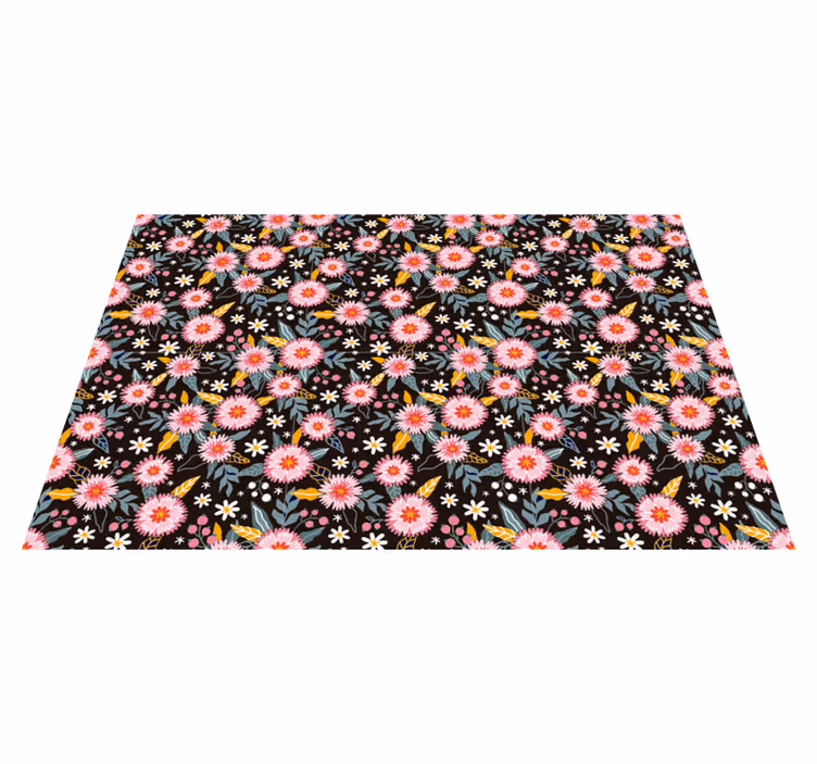Alfombra vinílica para salón de flores retro - TenVinilo