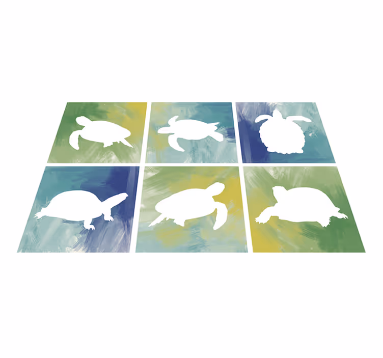 Alfombra vinílica animales mosaico de silueta de tortuga - TenVinilo