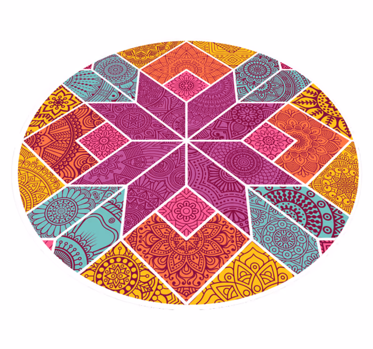 Alfombra vinilo habitación mosaico paisley - TenVinilo