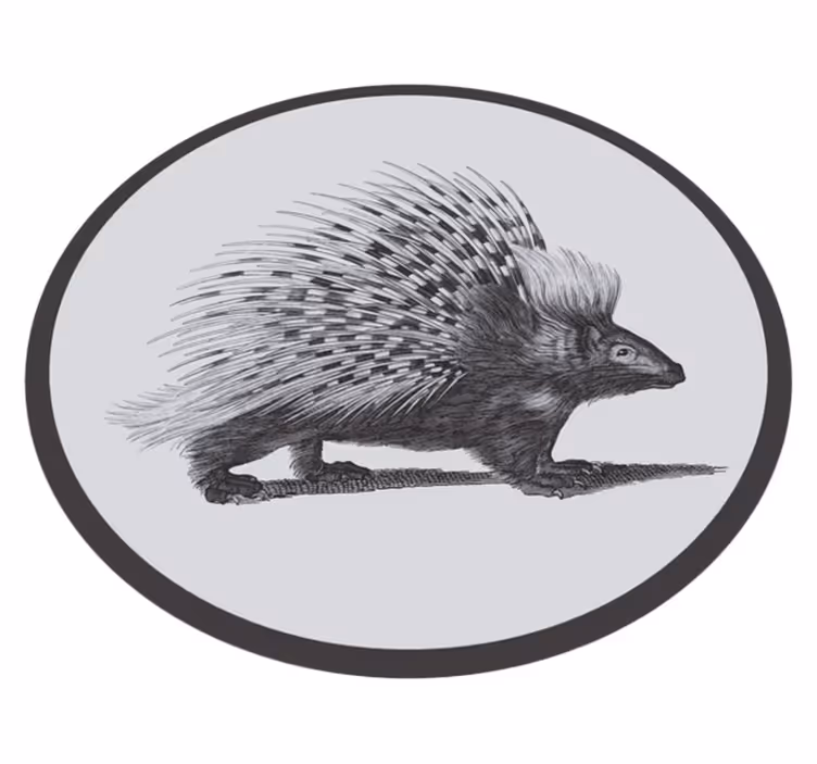 Alfombra vinílica animales puercoespín gris - TenVinilo