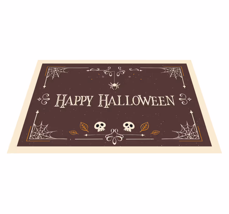 Alfombra vinílica feliz Halloween con calavera - TenVinilo
