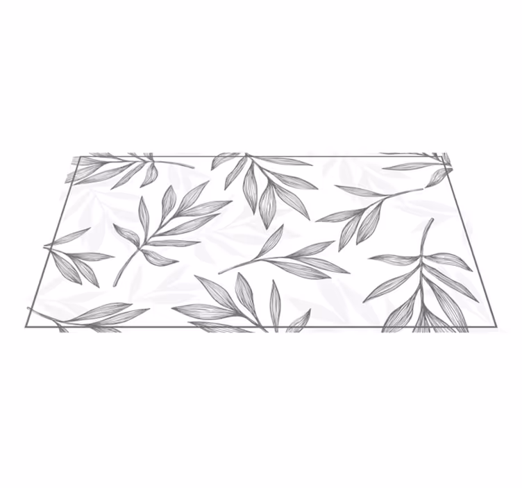 Alfombras vinílica para cocina gris patrón hojas - TenVinilo