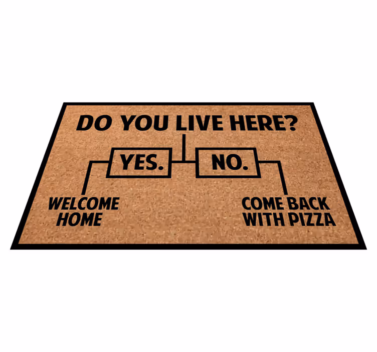 Alfombra vinílica frase trae pizza - TenVinilo