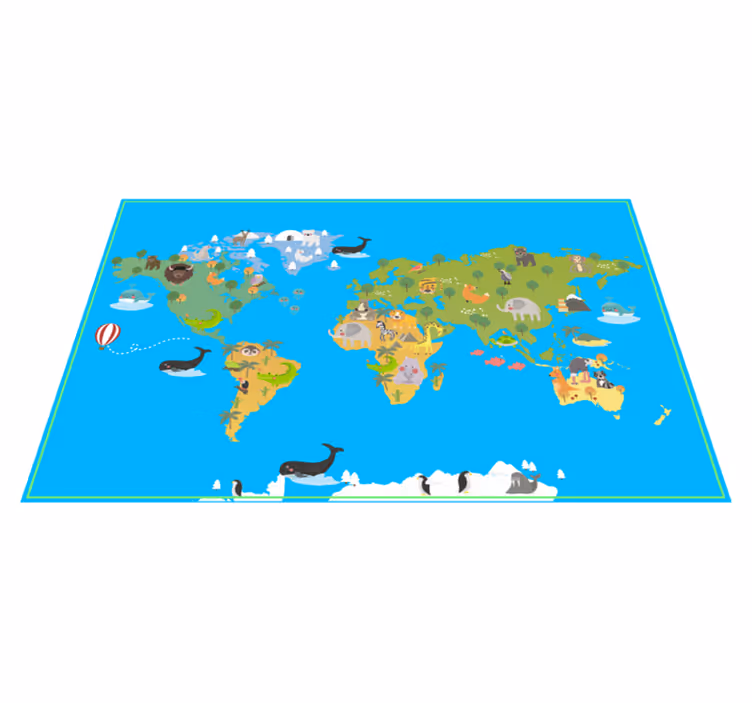 Alfombra vinílica mapamundi mundo educativo - TenVinilo