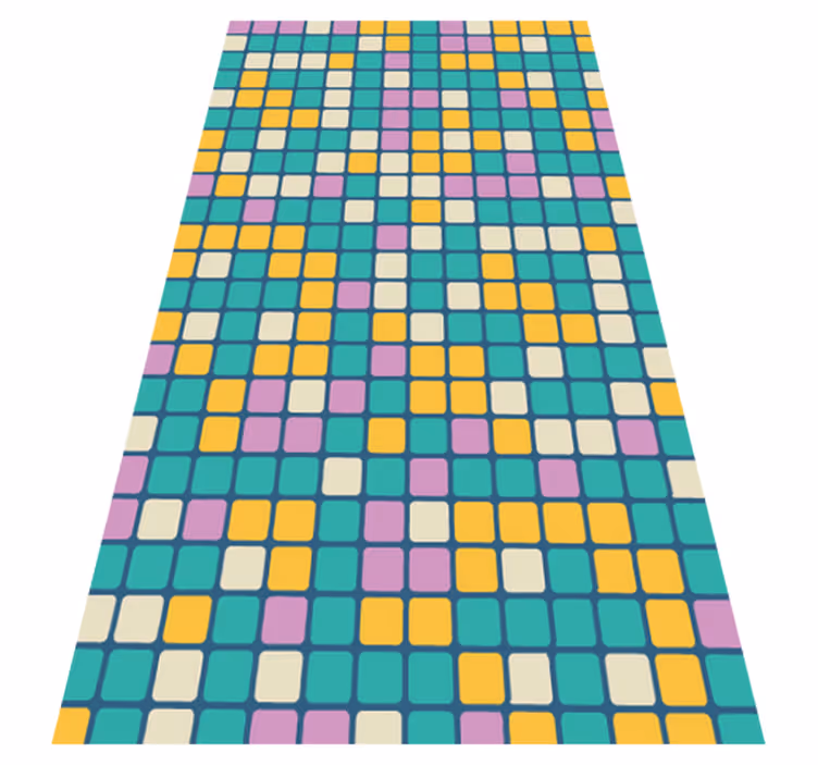 Alfombra vinílica geométrica patrón de cuadrícula de colores - TenVinilo
