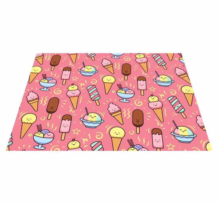 Alfombra vinílica infantil patrón de postre juguetón - TenVinilo