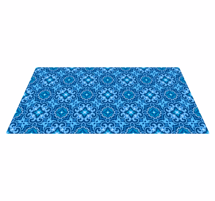 Alfombra vinílica hidráulica patrón azul ornamental - TenVinilo