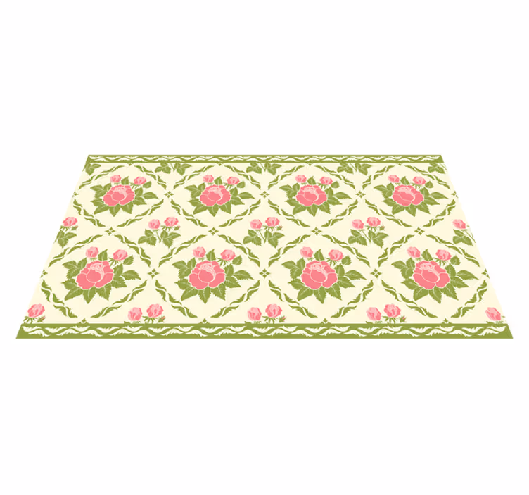 Alfombra vinílica flores patrón floral rosa - TenVinilo
