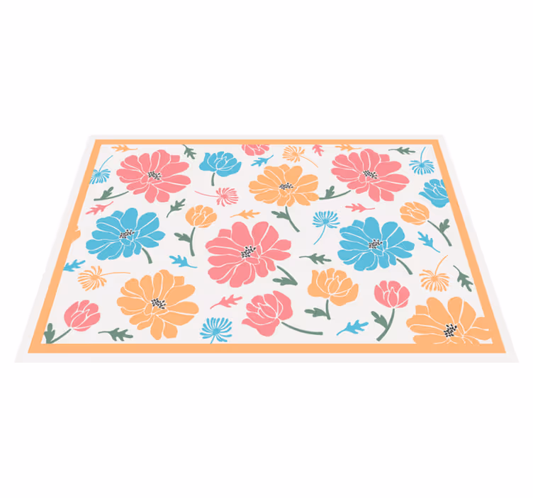 Alfombra vinílica vintage de flores coloridas - TenVinilo