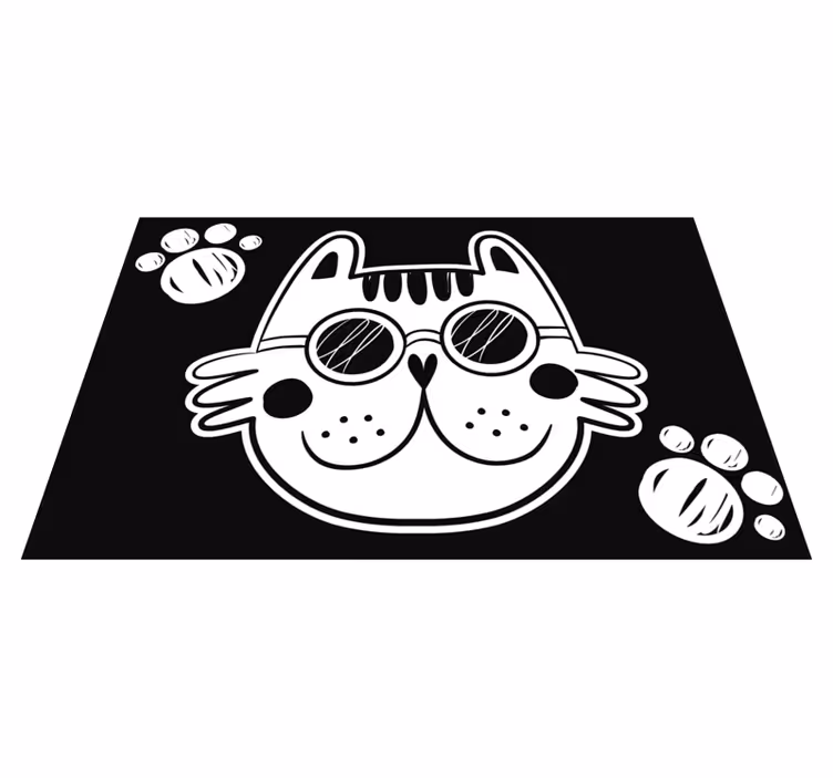 Alfombra vinílica infantil ilustración de gato caricatura - TenVinilo