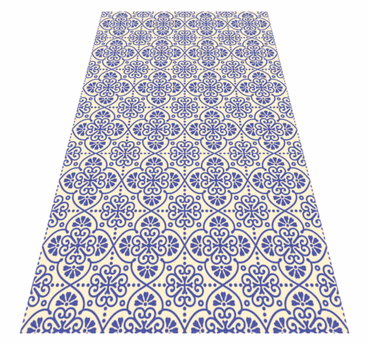 Alfombra de vinilo étnica Marroquí floral azul - TenVinilo