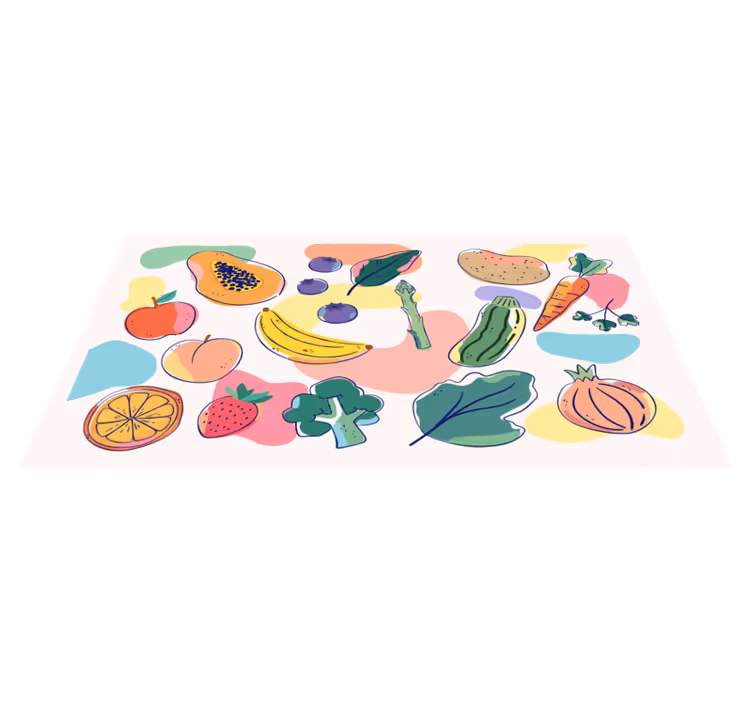 Alfombra vinilo cocina frutas tonos pastel - TenVinilo