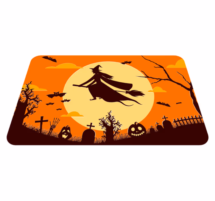 Alfombra vinílica halloween silueta halloween espeluznante - TenVinilo