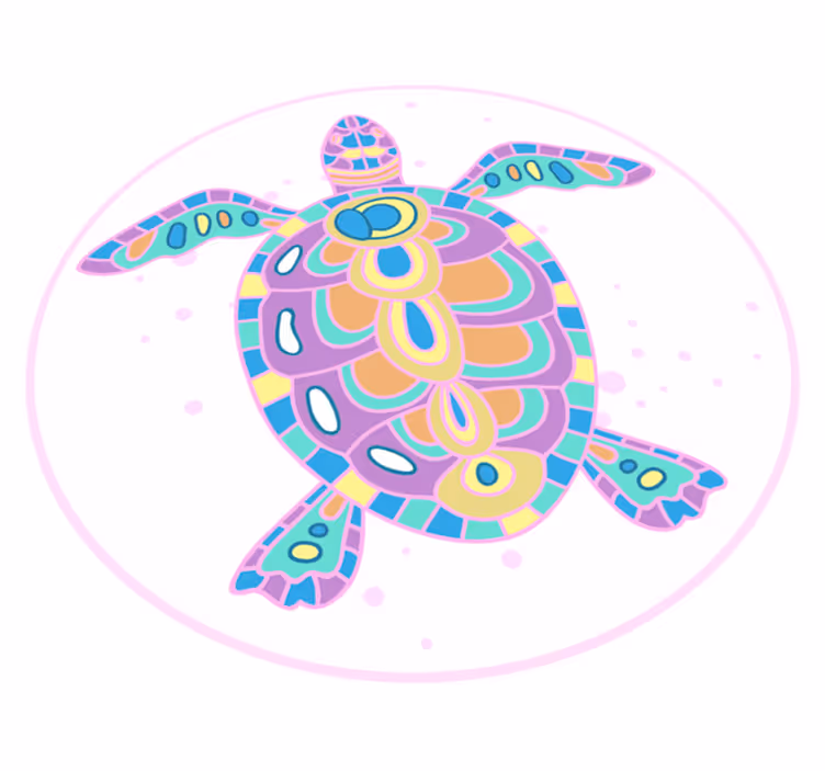 Alfombra vinílica infantil ilustración colorida de tortuga - TenVinilo
