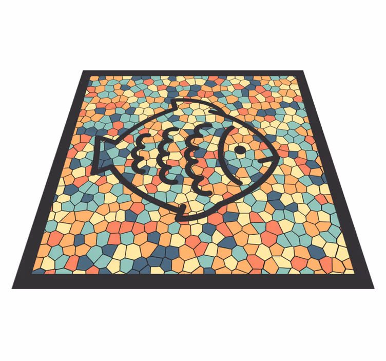 Alfombra vinílica mosaico patrón de peces mosaico - TenVinilo