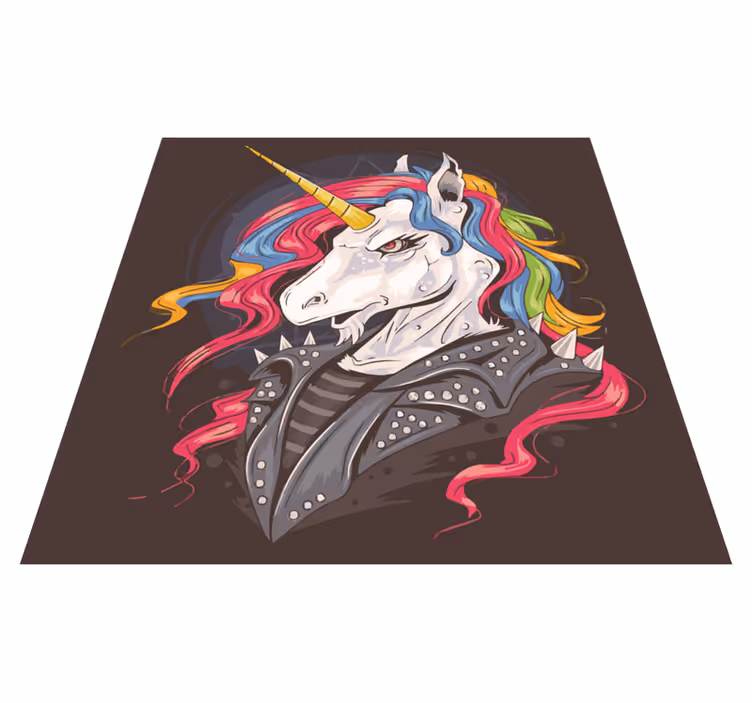 Alfombra vinílica animales unicornio punk - TenVinilo