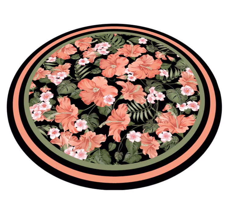 Alfombra vinílica flores motivo circular floral - TenVinilo