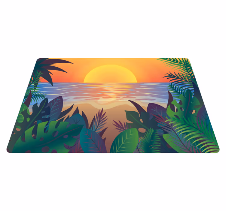 Alfombra vinílica naturaleza puesta de sol tropical - TenVinilo
