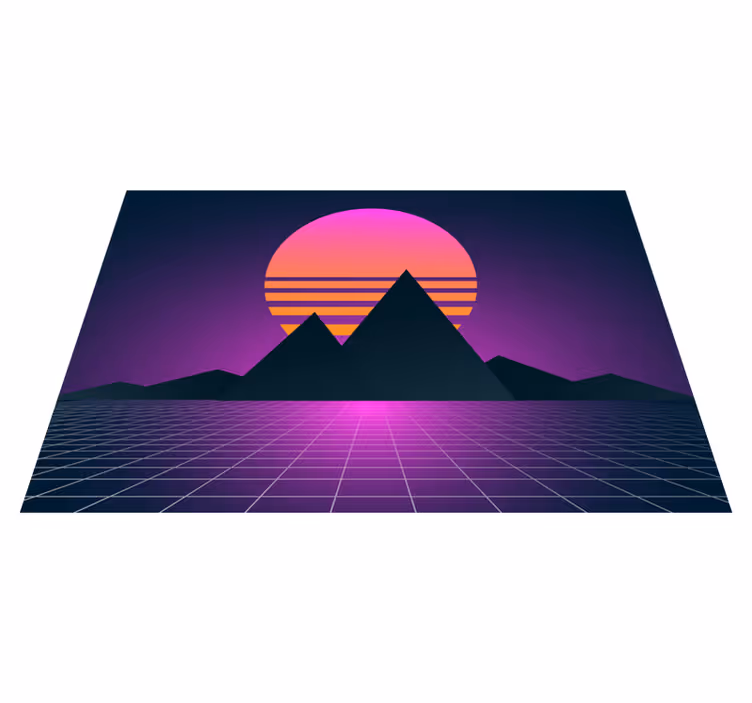 Alfombra vinílica vintage geometría de puesta de sol retro - TenVinilo