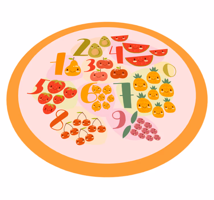 Alfombra vinílica juegos círculo de conteo frutal - TenVinilo