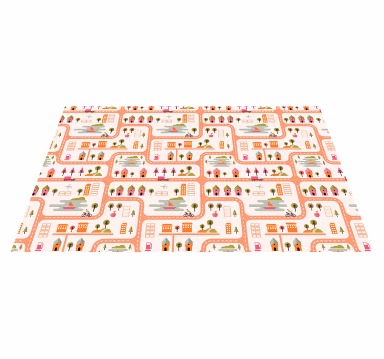 Alfombra vinílica carretera mapa lúdico de la ciudad - TenVinilo