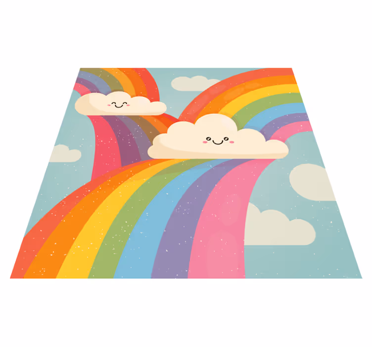 Alfombra vinílica infantil arte alegre del arco iris - TenVinilo
