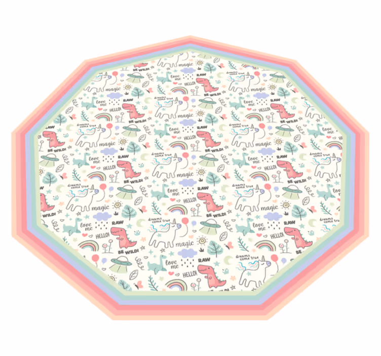 Alfombra vinílica de Dinosaurios estilo doodle - TenVinilo