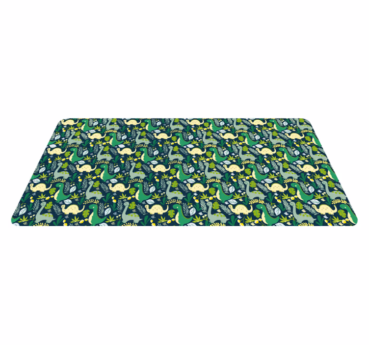 Alfombra vinílica infantil verde de dinosaurios - TenVinilo