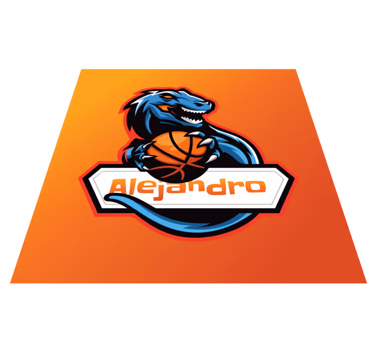 Alfombra vinílica personalizable dinosaurio de baloncesto - TenVinilo