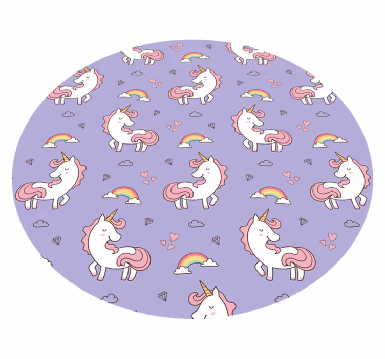 Alfombra vinílica infantil patrón de fantasía de unicornio - TenVinilo