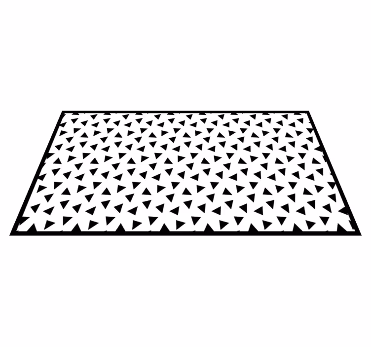 Alfombra vinílica cocina blanca triángulos negros - TenVinilo