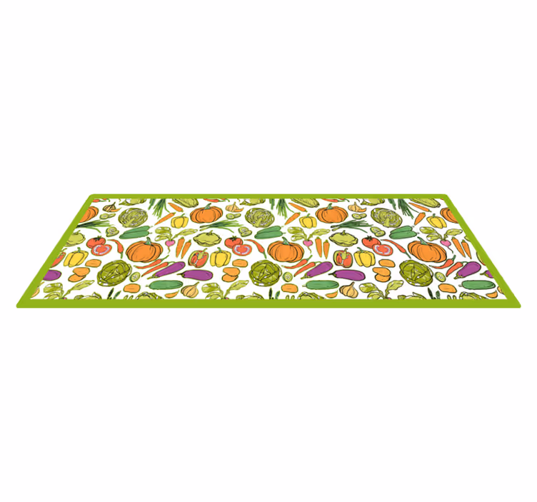 Alfombra vinílica flores cosecha de hortalizas - TenVinilo