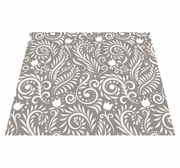 Alfombra vinílica cocina hojas gris Ruskin - TenVinilo