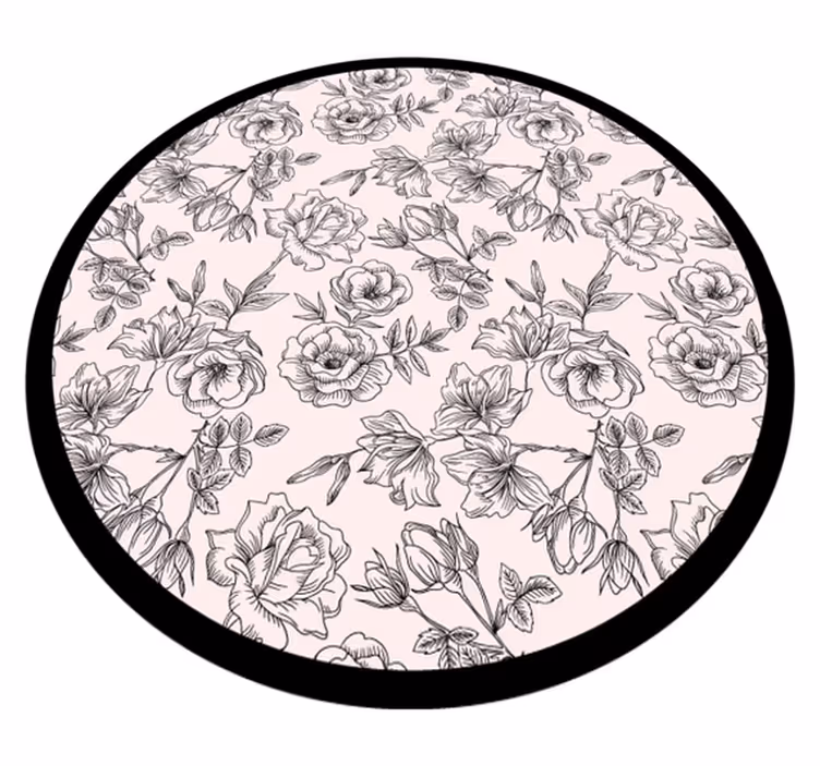 Alfombra vinílica flores círculo de patrón floral - TenVinilo