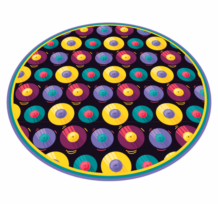 Alfombra vinílica juegos composición de discos retro - TenVinilo