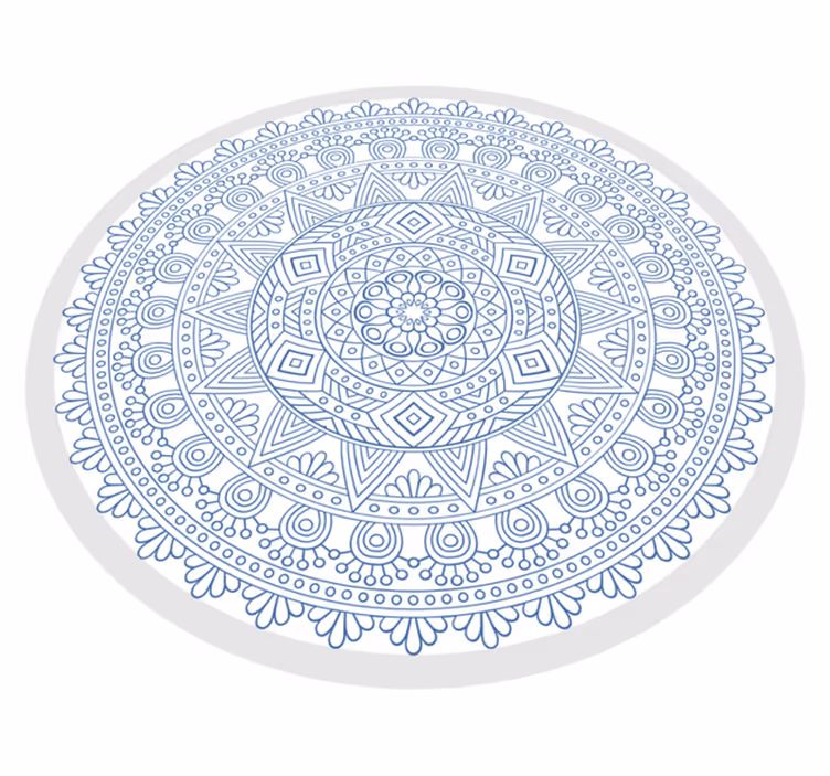 Alfombra vinílica mandala motivo azul complejo - TenVinilo