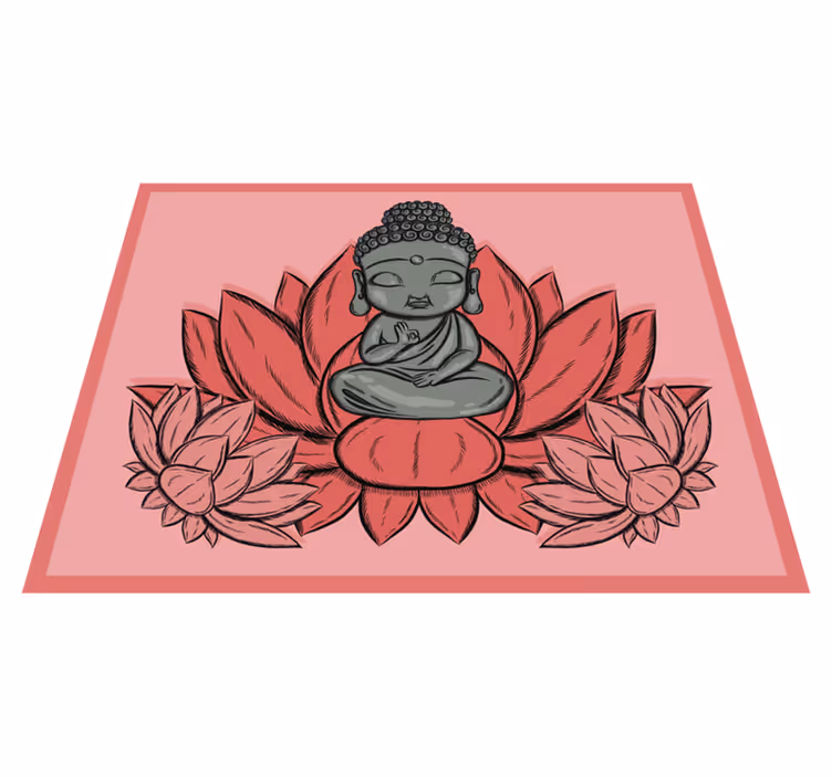 Alfombra vinílica dormitorio flor loto y buda - TenVinilo