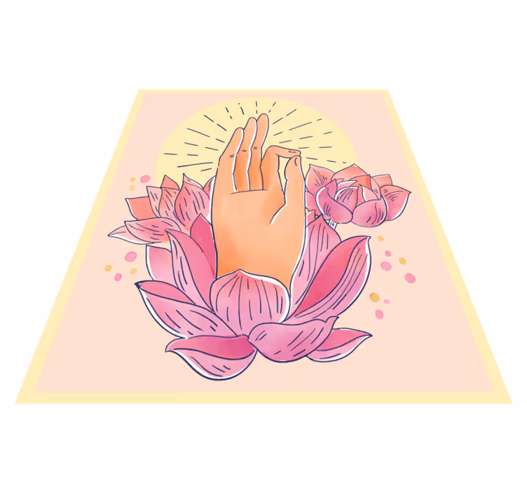 Alfombra vinílica mandala ilustración de flor espiritual - TenVinilo
