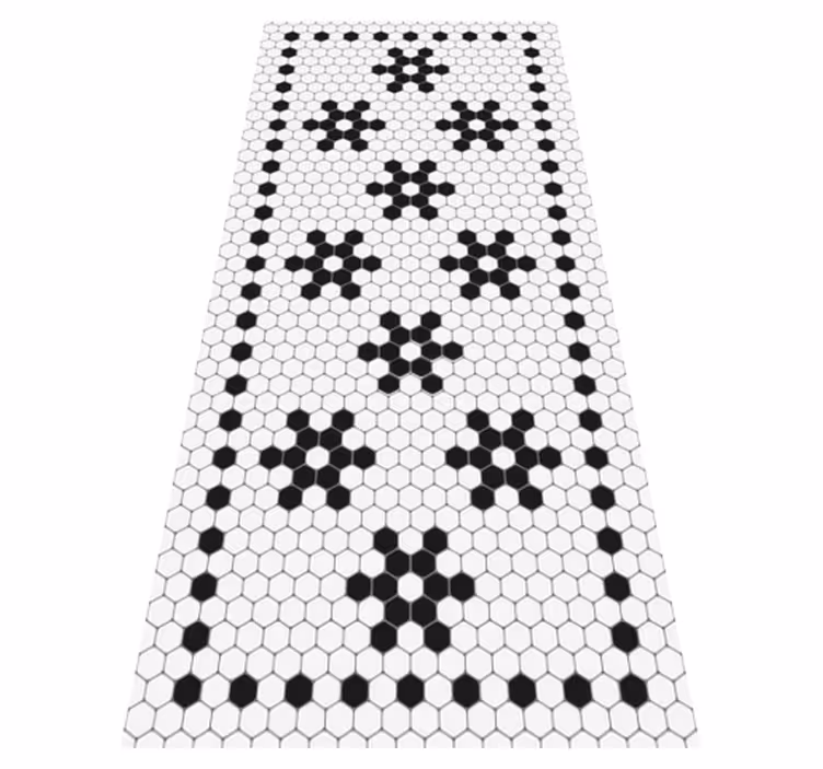 Alfombra vinílica hidráulica hexágonos de mosaico - TenVinilo
