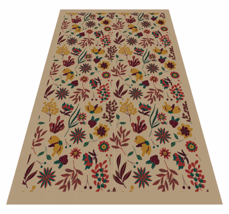 Alfombra vinílica vintage beige floral - TenVinilo