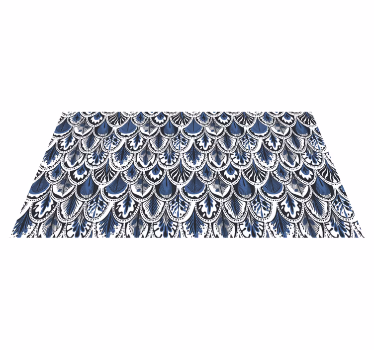 Alfombra vinílica animal print Plumas de pájaro azul - TenVinilo