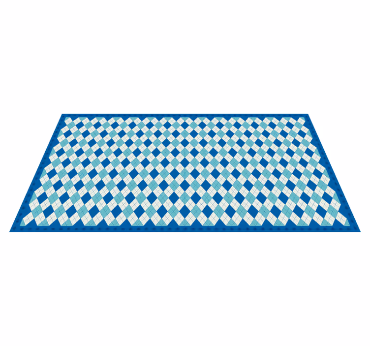 Alfombra vinílica hidráulica patrón de cuadros azules - TenVinilo