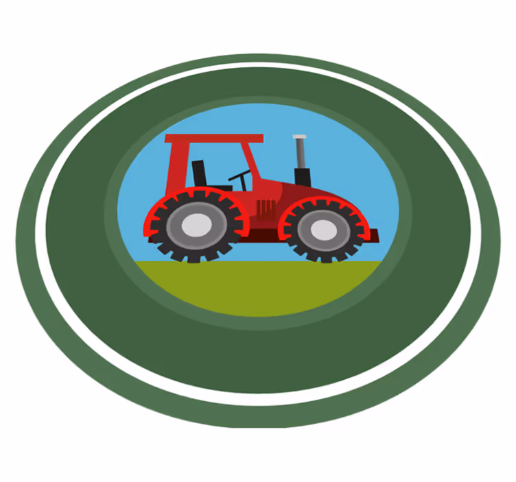 Alfombra de vinilo infantil Tractor circular verde - TenVinilo