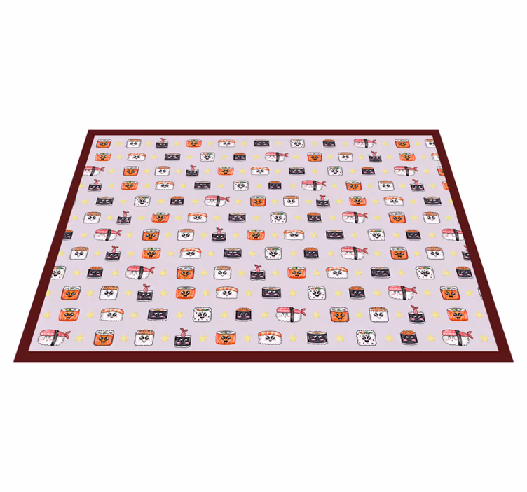 Alfombra vinílica infantil patrón de sushi cartoon - TenVinilo